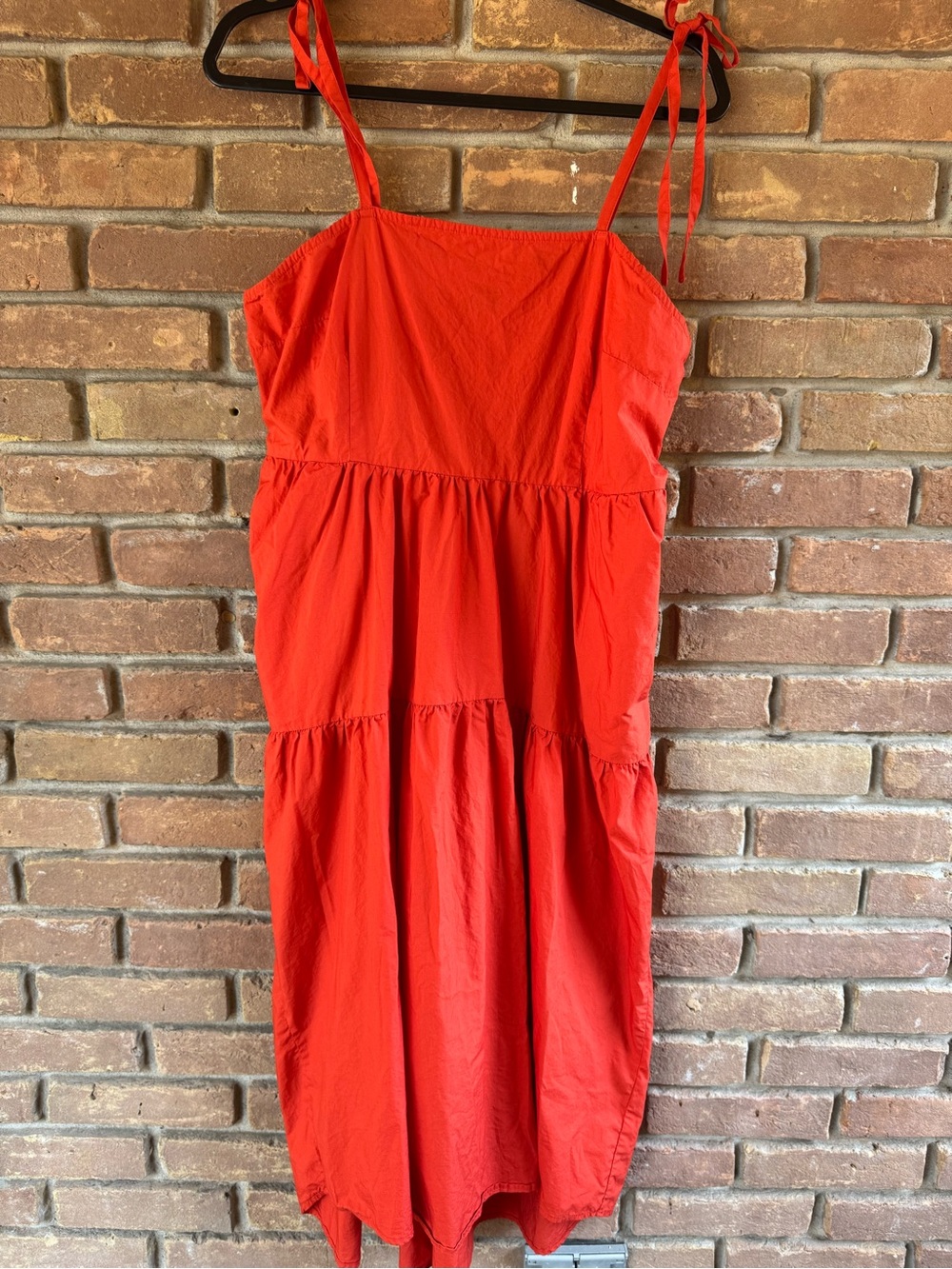 Who What Wear Women’s Red Sleeveless Babydoll Tie-Shoulder Sundress